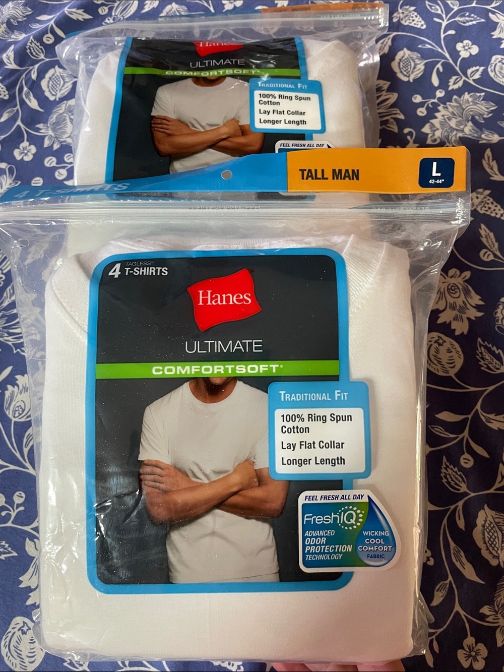 Hanes White Men's Ultimate ComfortSoft Crew T-Shirts - Two 4 Packs (Tall)